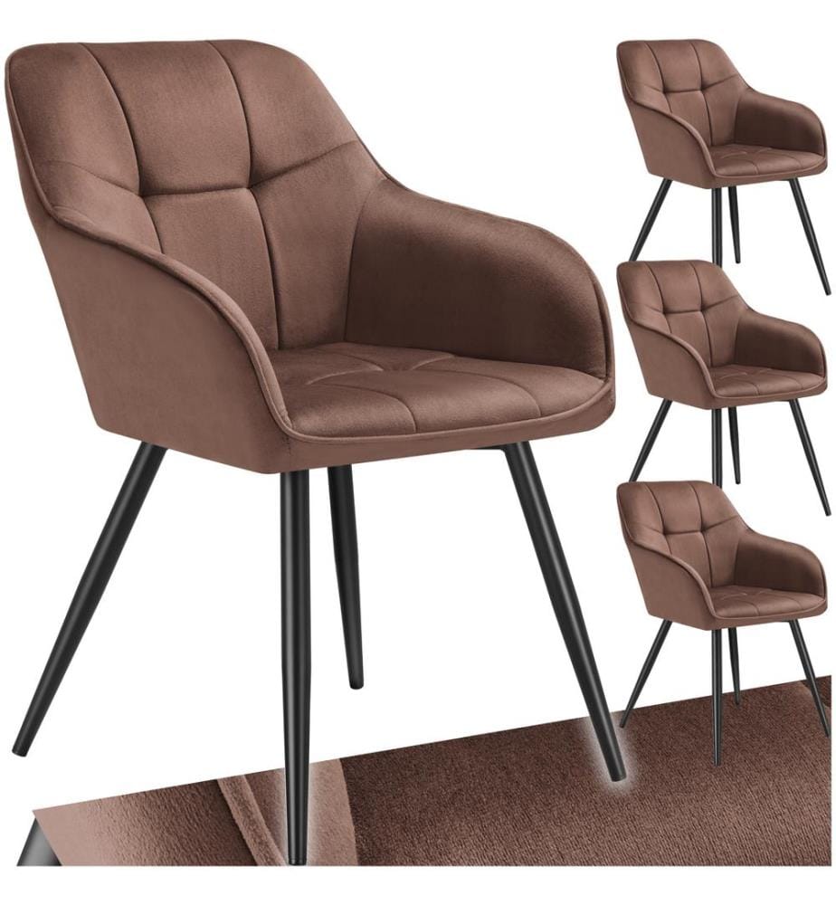 Stuhl Marilyn, Samtoptik, gesteppt - braunschwarz, 4er Set