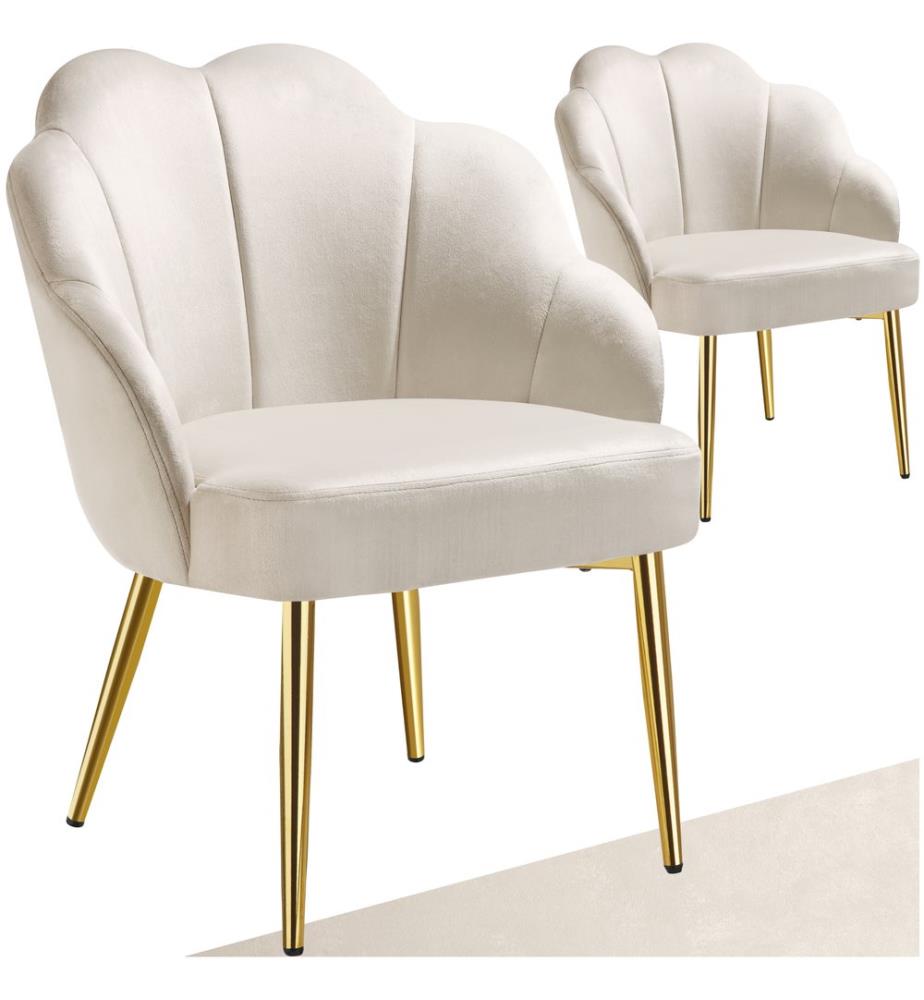 Cocktailsessel Hellen, gepolstert mit Samtbezug - cremegold, 2er Set