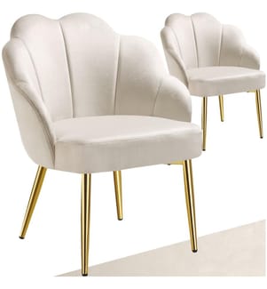 Cocktailsessel Hellen, gepolstert mit Samtbezug - cremegold, 2er Set