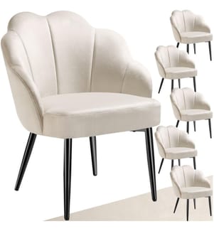 Cocktailsessel Hellen, gepolstert mit Samtbezug - cremeschwarz, 6er Set