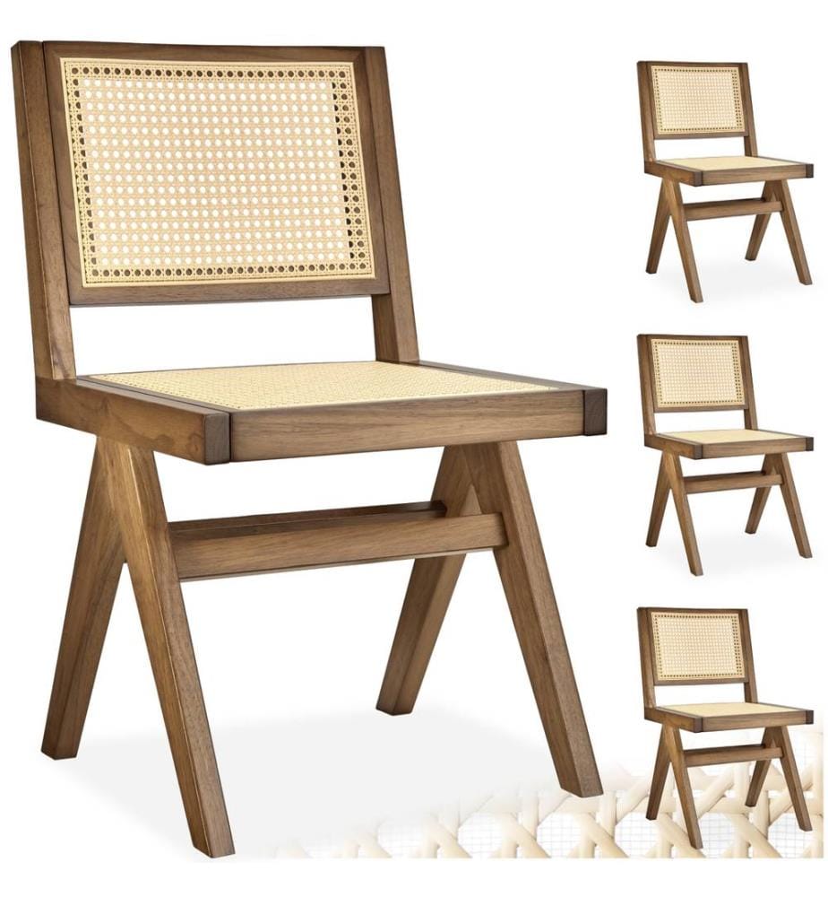 Holzstuhl Lissy mit Wiener Geflecht im Boho-Stil - Eiche hell, 4er Set