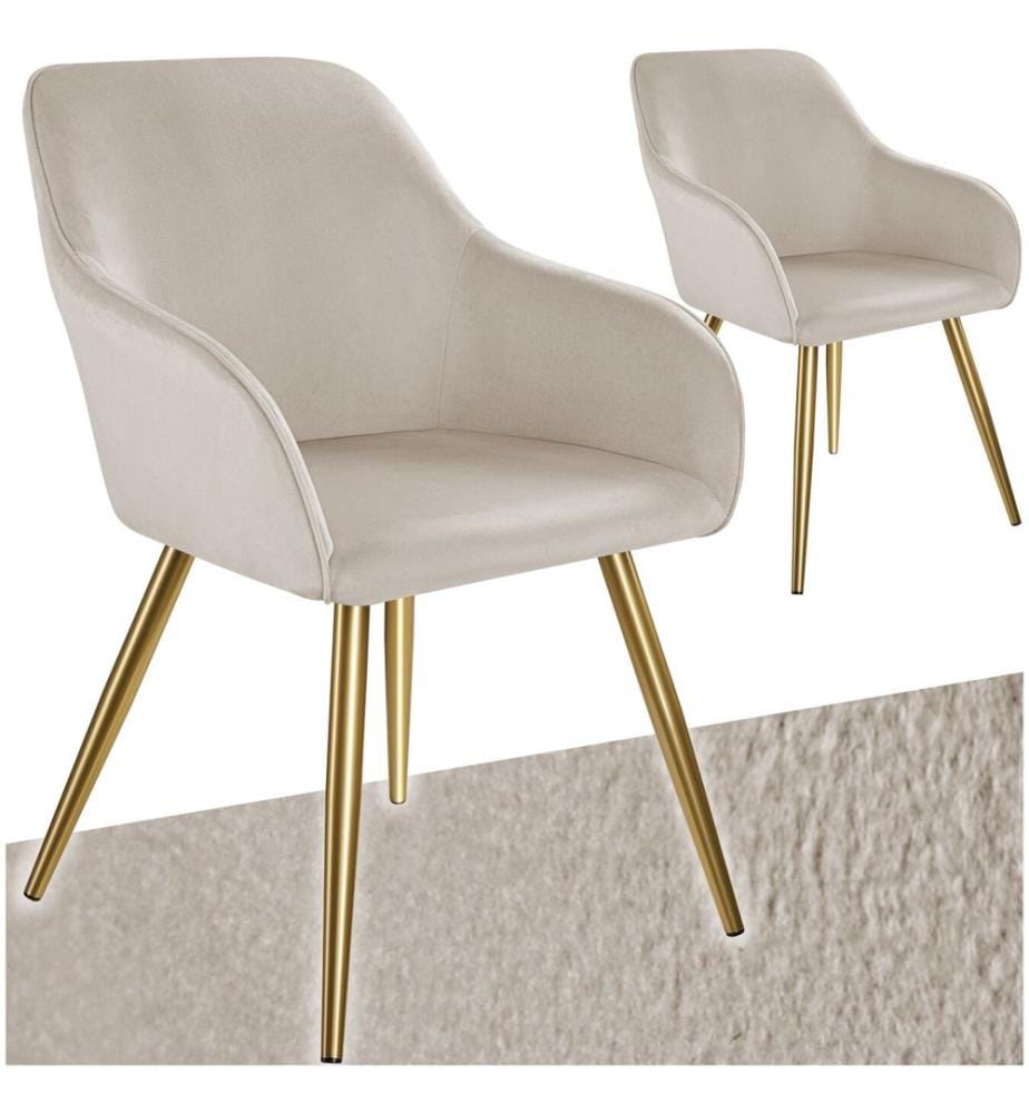 Chaise MARILYN Effet velours style scandinave - taupeor, Lot de 2