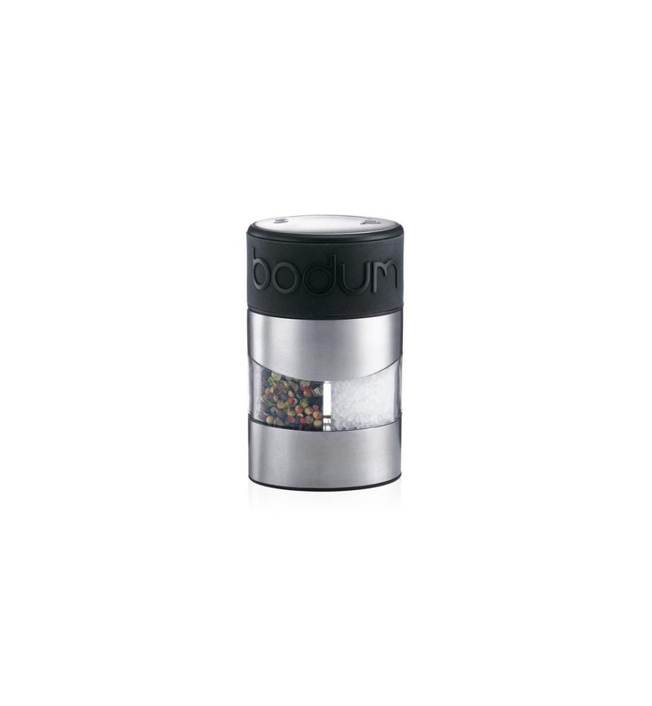 Bodum Salz- und Pfeffermühle Twin 11 cm, Schwarz/Silber