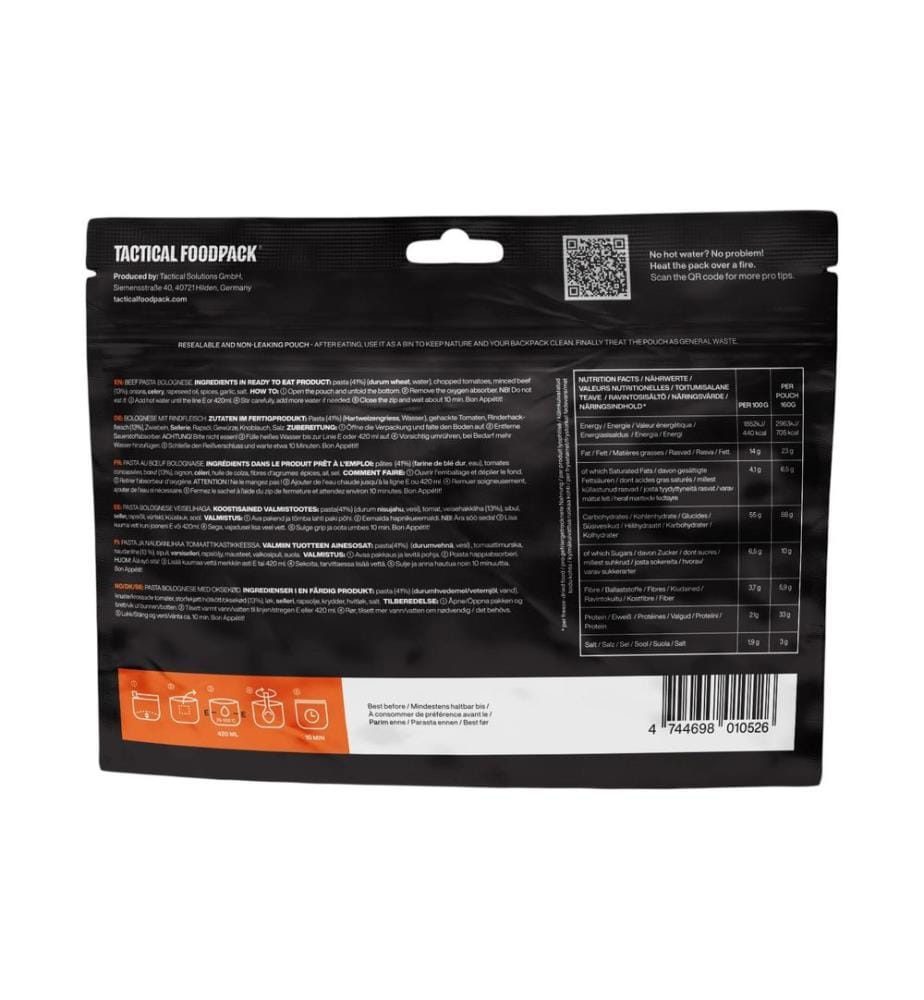 Tactical Foodpack - Hauptgericht Rindfleisch-Pasta Bolognese