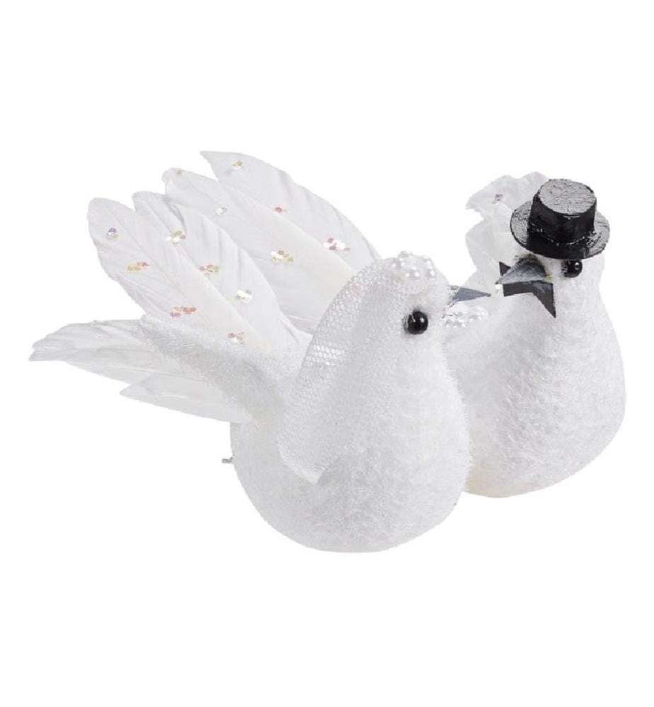 HOBBYFUN - Hochzeitsaccessoire Hochzeitstaubenpaar Weiss