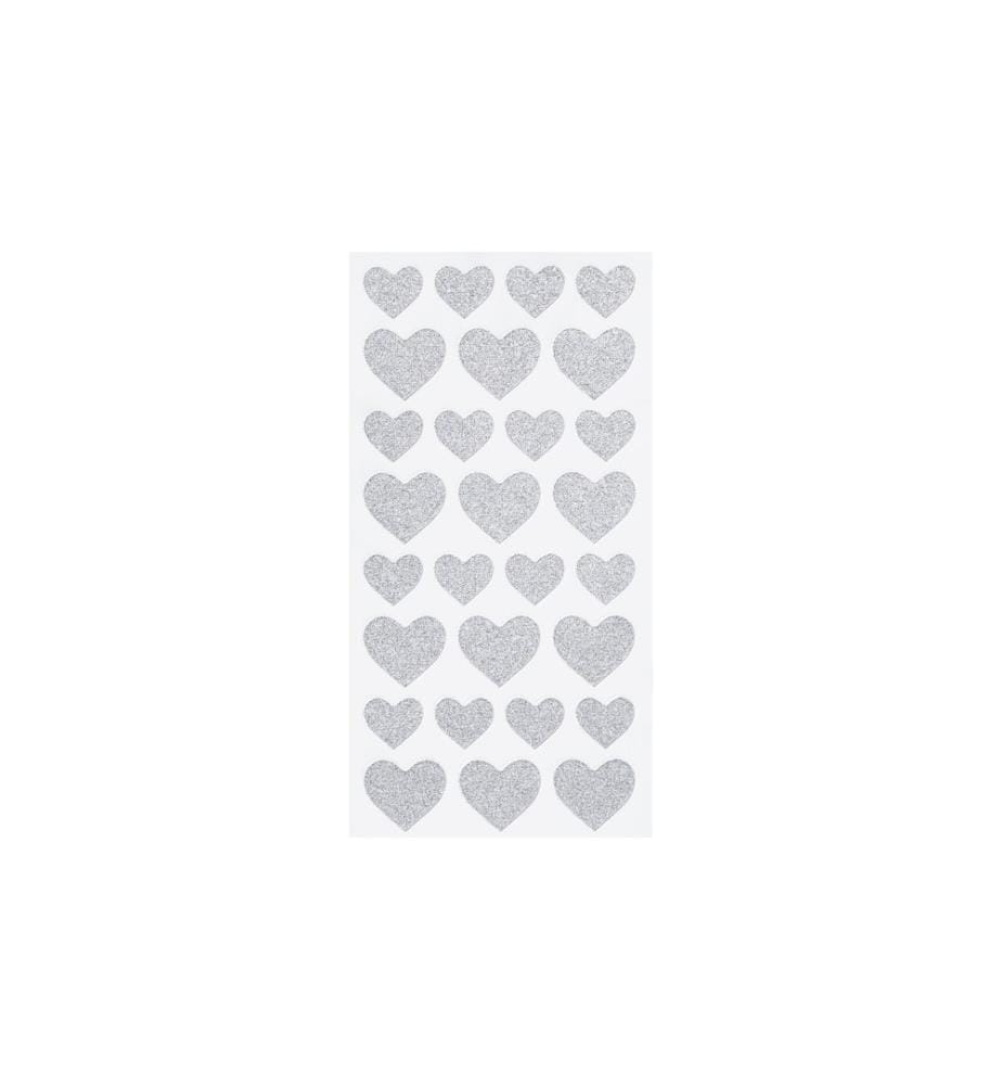 HOBBYFUN - Glitzersticker Herzen silber 1 Stück