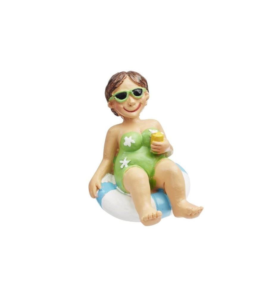 HOBBYFUN - Mini-Figur Badeurlauberin mit Schwimmring 6 cm