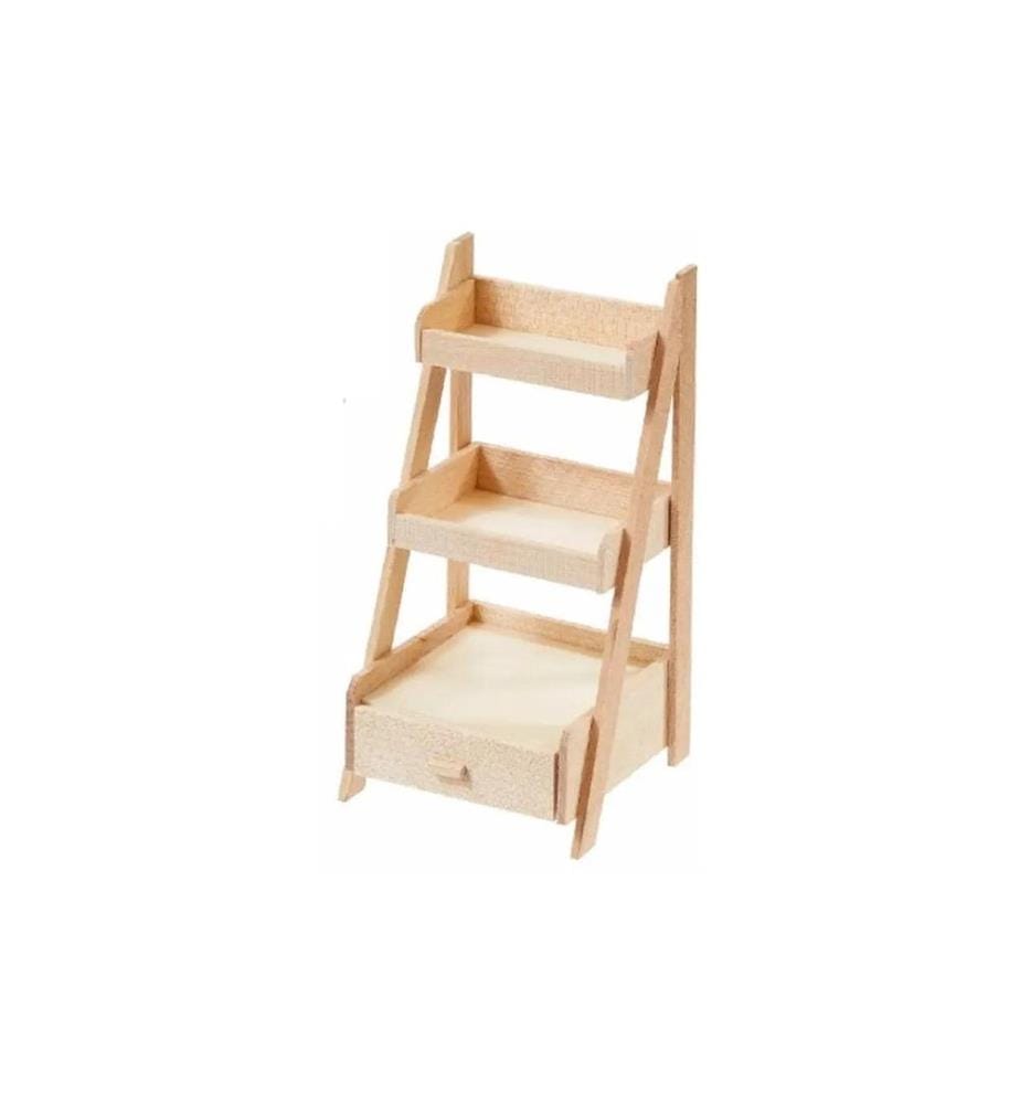 HOBBYFUN - Mini-Möbel Treppenregal 5.1 x 5.1 x 10.9 cm, Natur