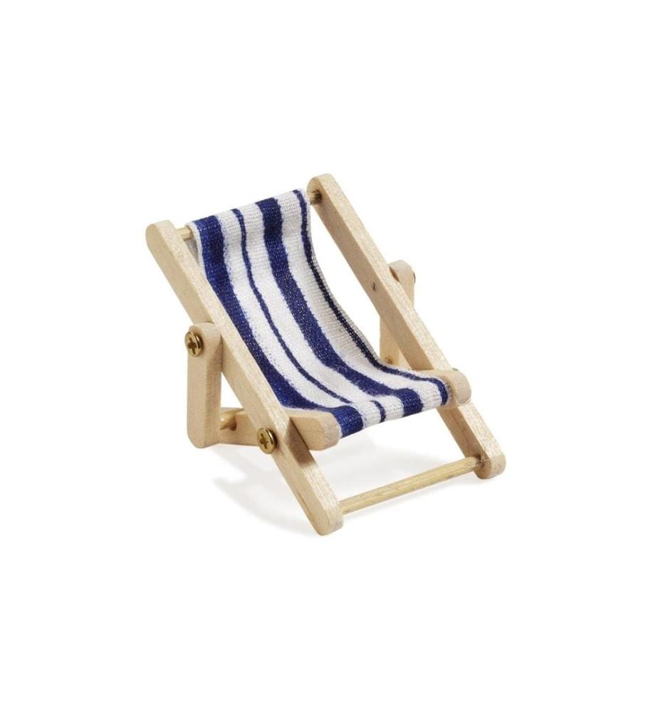 HOBBYFUN - Mini-Möbel Liegestuhl 5 x 3.5 cm, Blau/Weiss