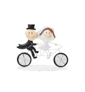 HOBBYFUN - Mini figurine Couple de mariés sur un vélo 7 x 10 cm