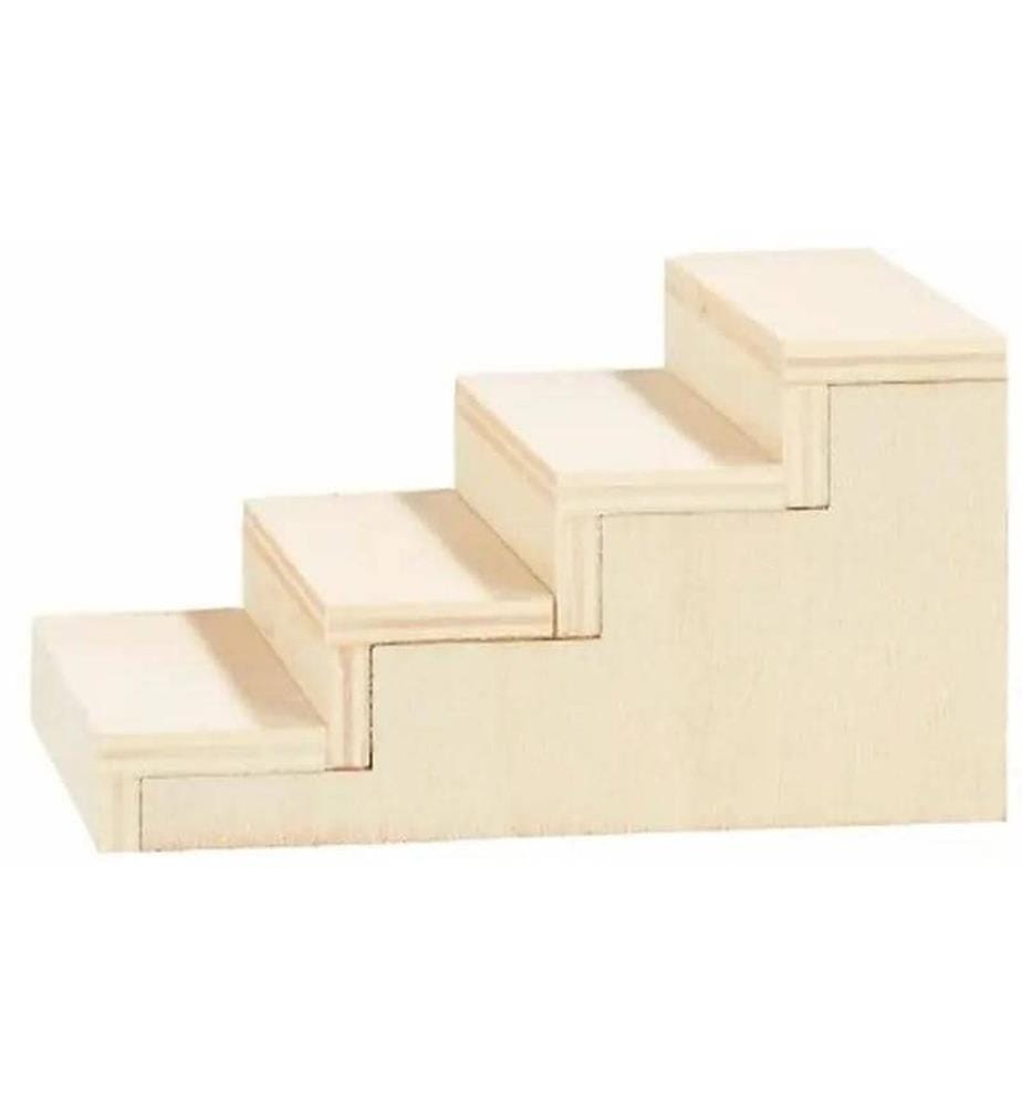 HOBBYFUN - Mini Maison Escalier 10.3 x 7 x 5.5 cm, nature