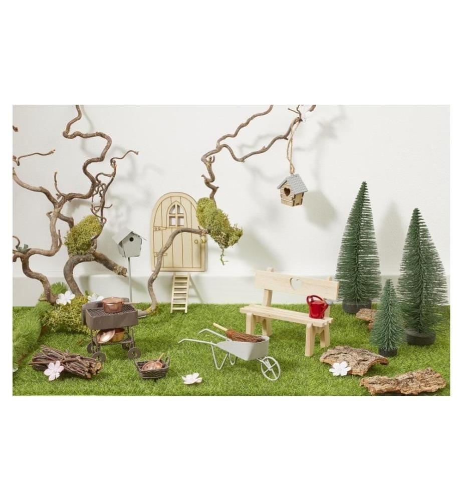 HOBBYFUN - Mini ustensiles Banc en bois avec coeur, nature