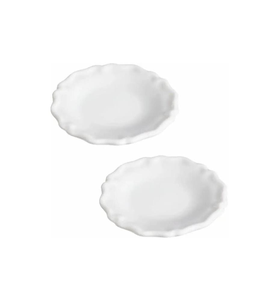 HOBBYFUN - Mini-Utensilien Teller 3 cm, Weiss, 2 Stück
