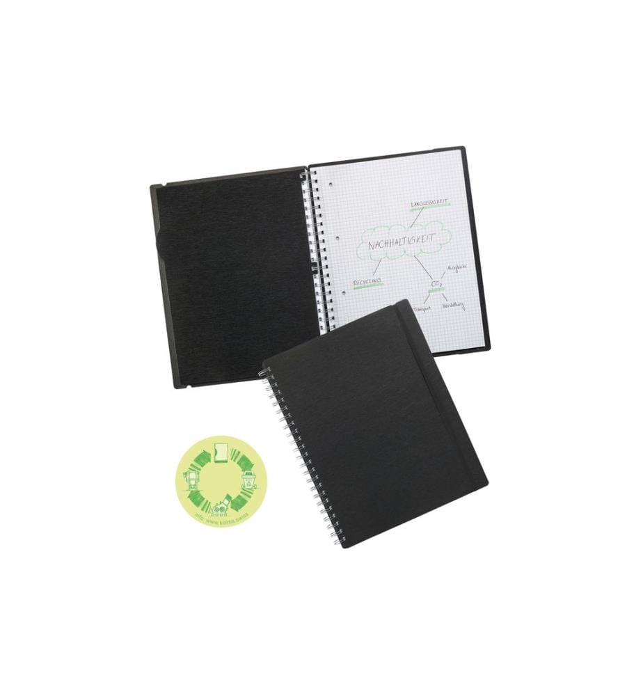 KOLMA - Carnet de notes LineaVerde A4, À carreaux, Noir
