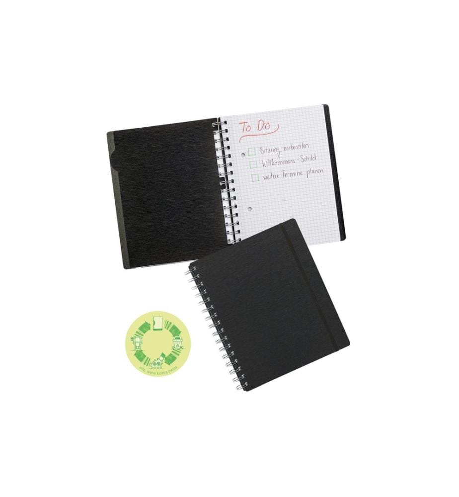 KOLMA - Carnet de notes LineaVerde A5, À carreaux, Noir