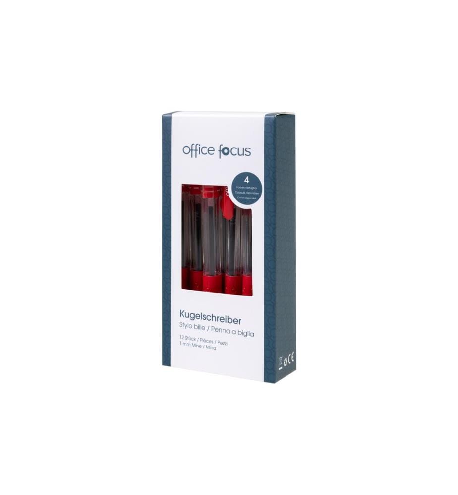 office focus - Stylo bille office focus - Mine 1 mm, Rouge, 12 pièces