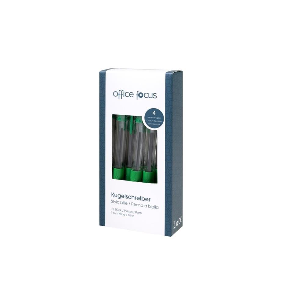 office focus - Stylo bille office focus - Mine 1 mm, Vert, 12 pièces