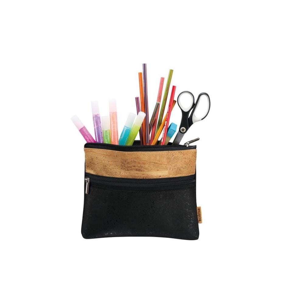 KOLMA - Sac à accessoires Liège naturel A5, noir / marron