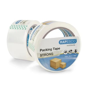 Rapesco starkes Packband 50 mm x 60 m, Transparent, 2 Stück