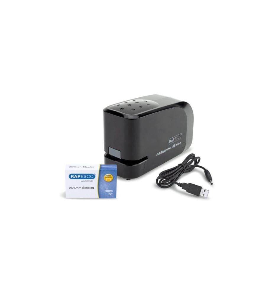 Rapesco Agrafeuse électrique 626EL USB/Batterie, Noir