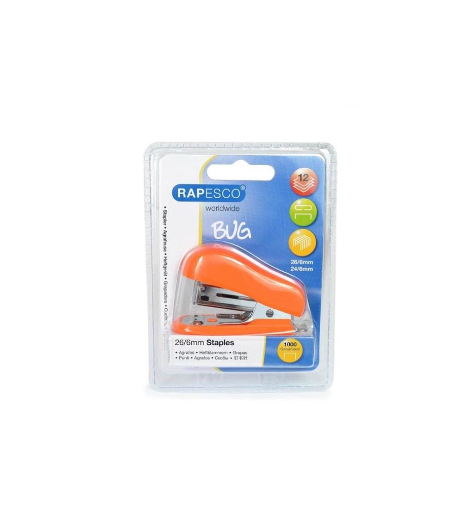 Agrafeuse Rapesco Bug Mini 12 feuilles, Orange