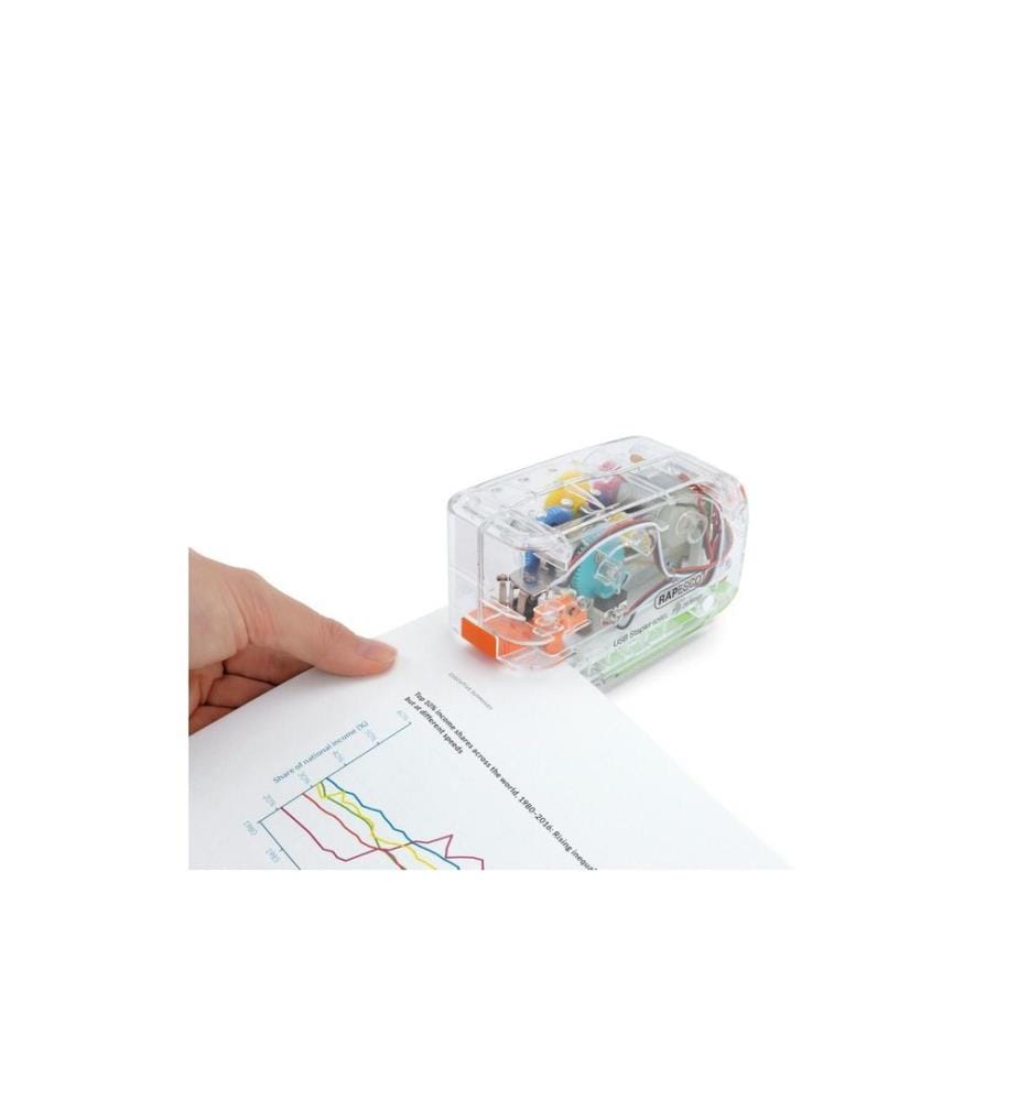 Rapesco Agrafeuse électrique 626EL USB/Batterie, Transparent