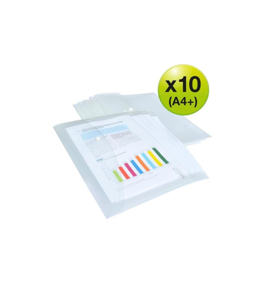 Chemise de classement A4+ Rapesco, transparente, 10 pièces