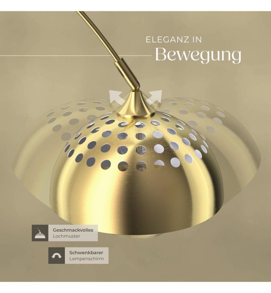 Bogenleuchte Arcus, Stahl, Retro-Stil, 60W - gold