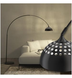 Lampada ad arco Arcus, acciaio, stile retrò, 60W - nero
