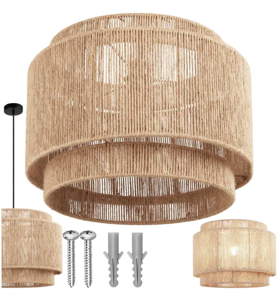 Lampada a sospensione Lignea Lux in juta in stile boho, 40W - naturale
