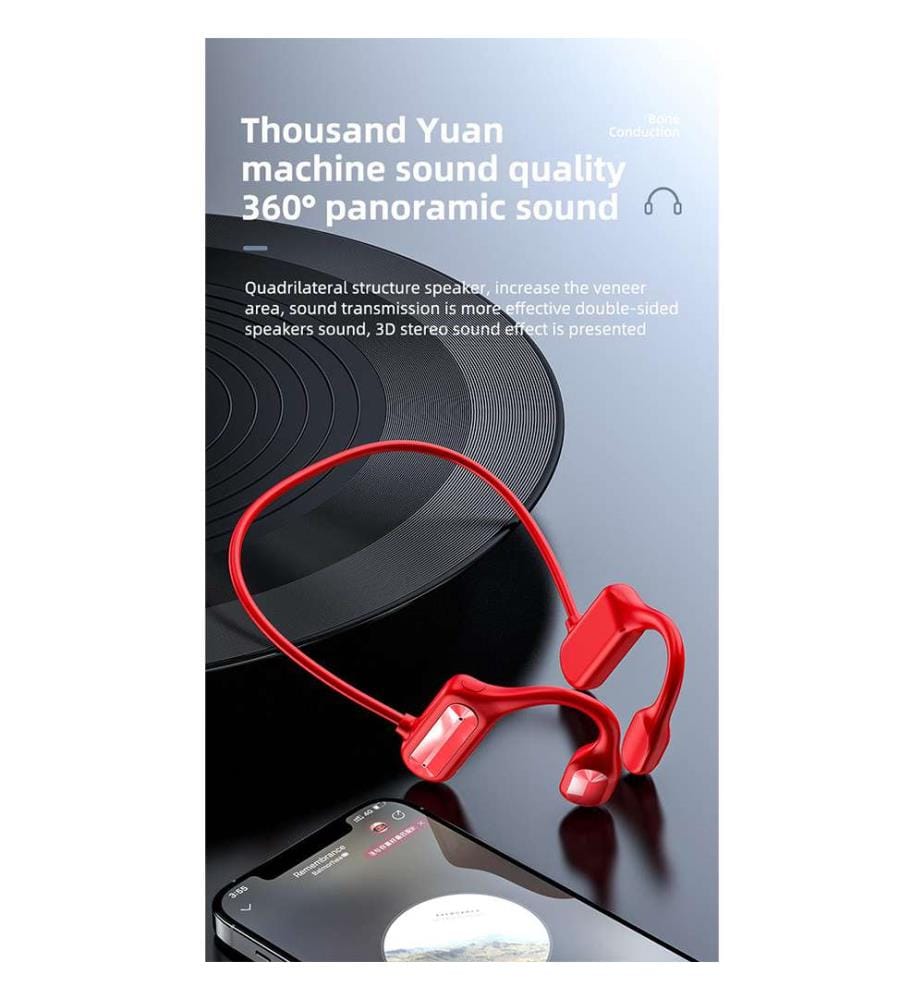 Casque Audio à Conduction Osseuse Bluetooth 5.2 Edition Alpine - Rouge