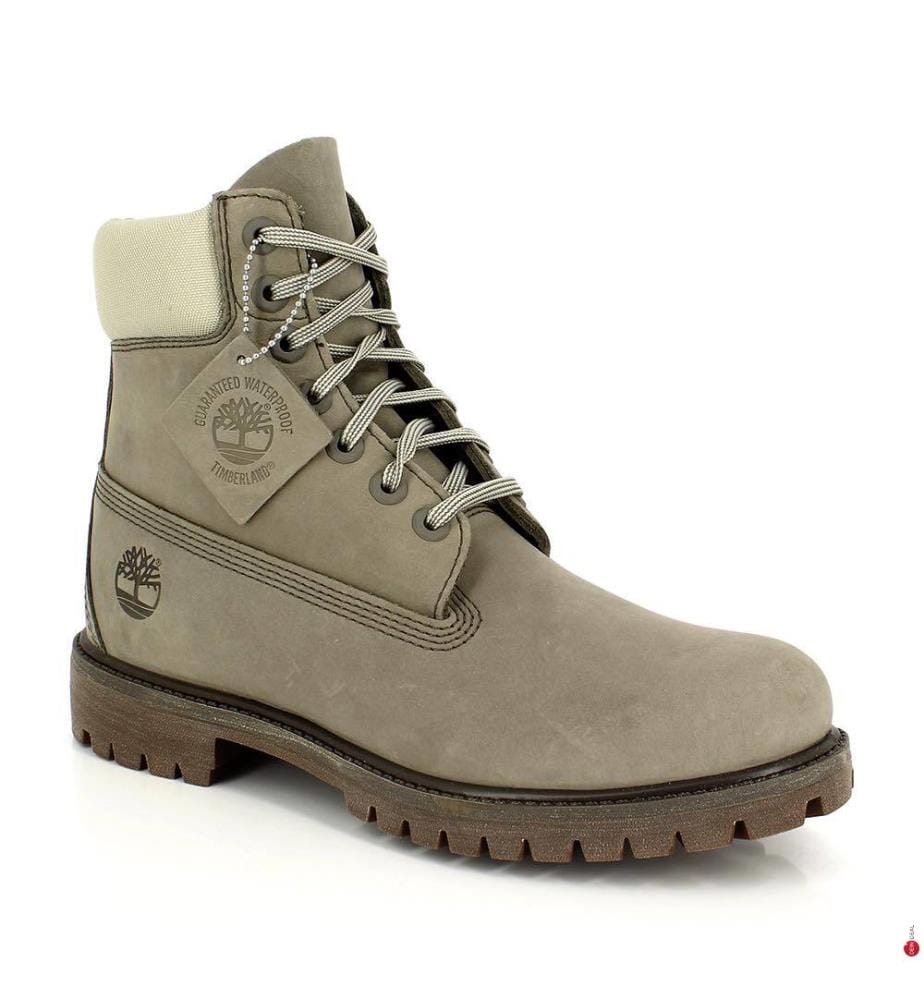 Bottines en Cuir 6-Inch Premium Waterproof - Gris & Vert Clair