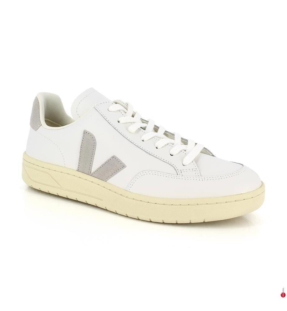 V-12 Leather Sneakers - White Light Grey