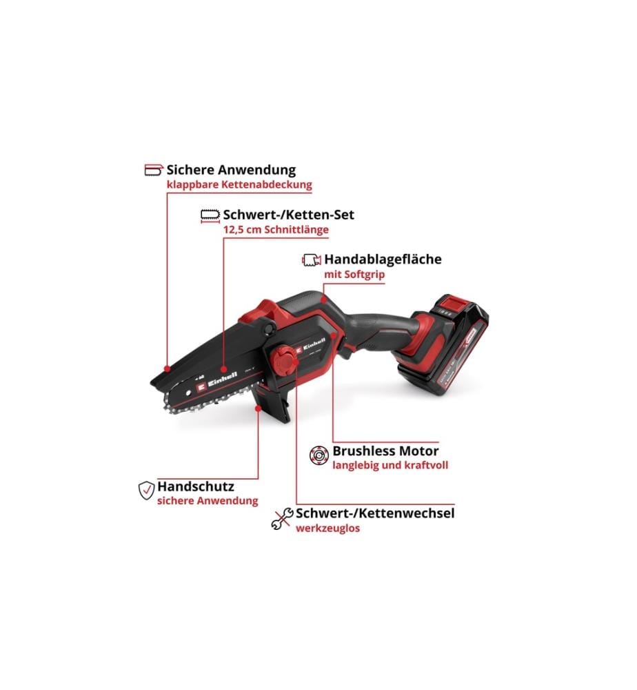 EINHELL - Tronçonneuse à chaîne sans fil GE-PS 18/15 Li Bag Kit