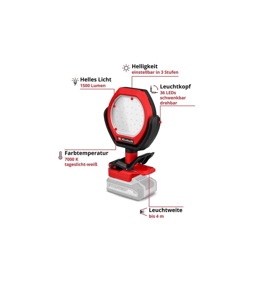 EINHELL - Lampe d'extérieur à accu GC-OL 18/1500 Li-Solo
