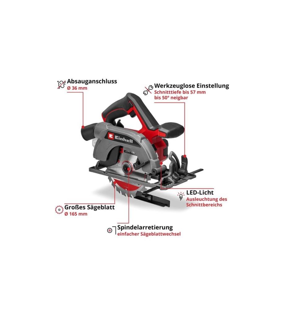 EINHELL - Scie circulaire portative sans fil TE-CS 18/165-2 Li – Solo