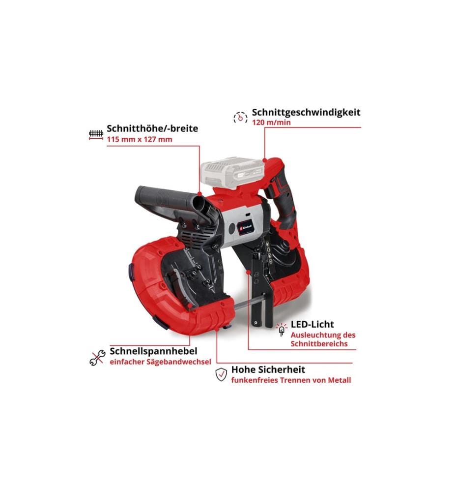 EINHELL - Scie à ruban sans fil TE-MB 18/127 Li-Solo