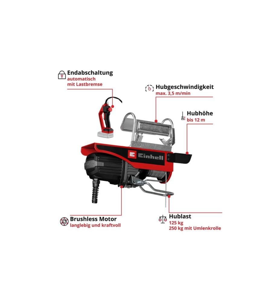 EINHELL - Seilhebezug TE-EH 18/250 Akku 250 kg