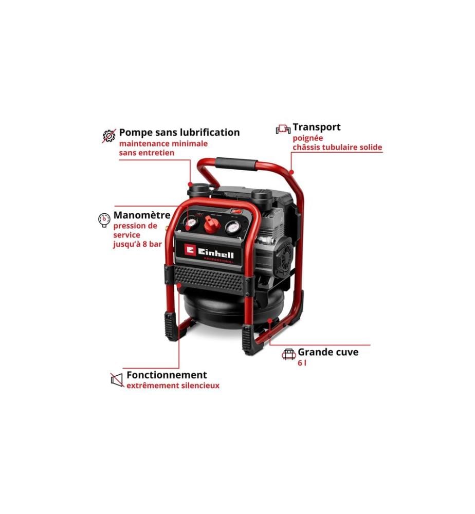 EINHELL PROFESSIONAL - Compresseur à batterie SILENZZO 18/160