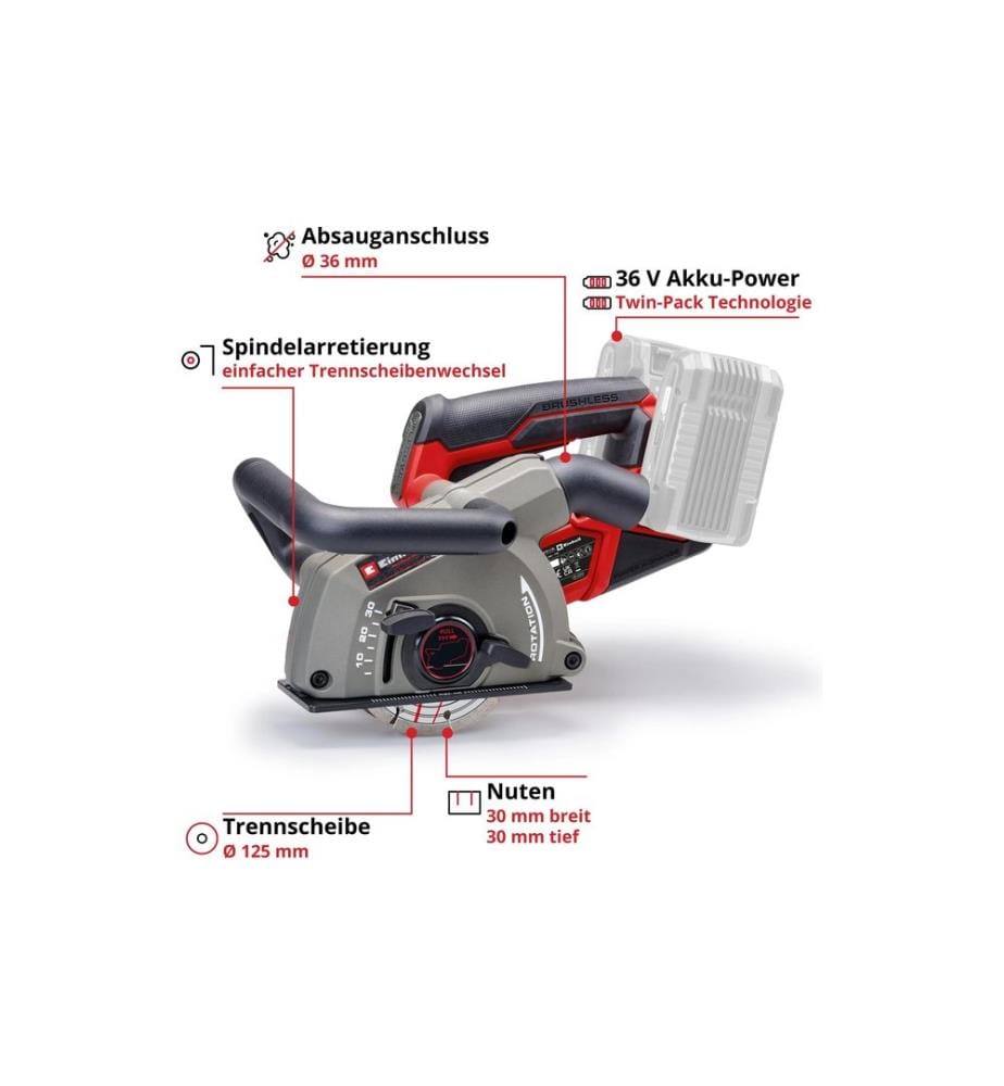 EINHELL PROFESSIONAL - Rainureuse TP-MA 36/30 Li BL – Solo