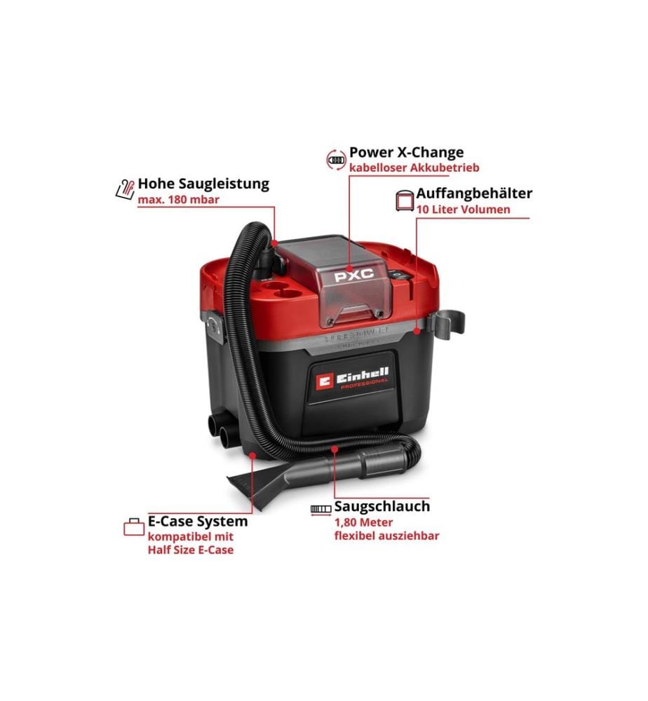 EINHELL PROFESSIONAL - Akku-Nass-/Trockensauger TP-VC 18/10 Li BL L (1 x 4.0 Ah)