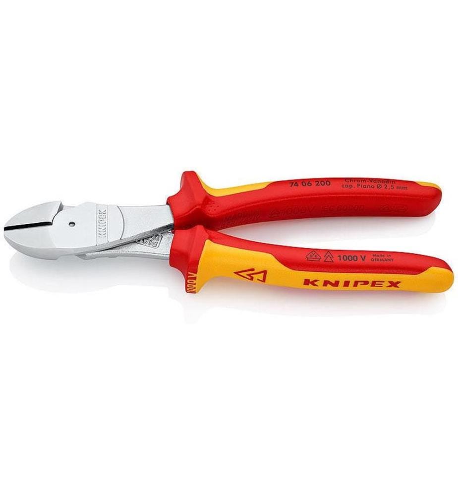 KNIPEX - Pinces coupantes de côté à forte démultiplication 200 mm 1000 V chromé