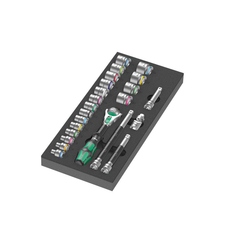 WERA - Jeu de cliquets 8000 B Zyklop 9721 Insert en mousse, 23 pièces