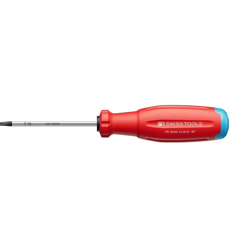 PB Swiss Tools - Schraubenzieher PB 38400.15-80 B Torx mit Bohrung Rot