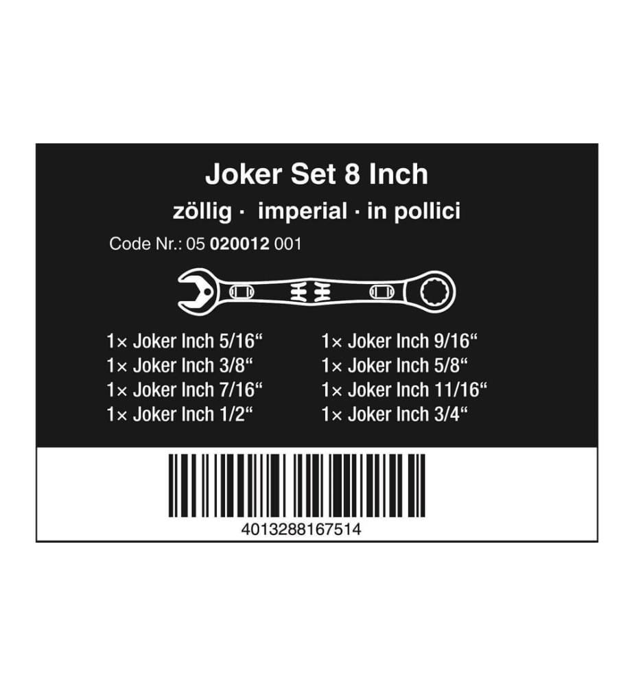 WERA - Jeux de clés polygonales plates 6000 Joker 8 Imperial Set 1