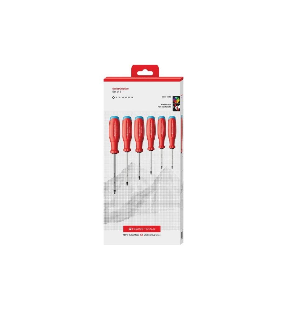 PB Swiss Tools - Schraubenzieher-Set SwissGrip Evo Torx rot