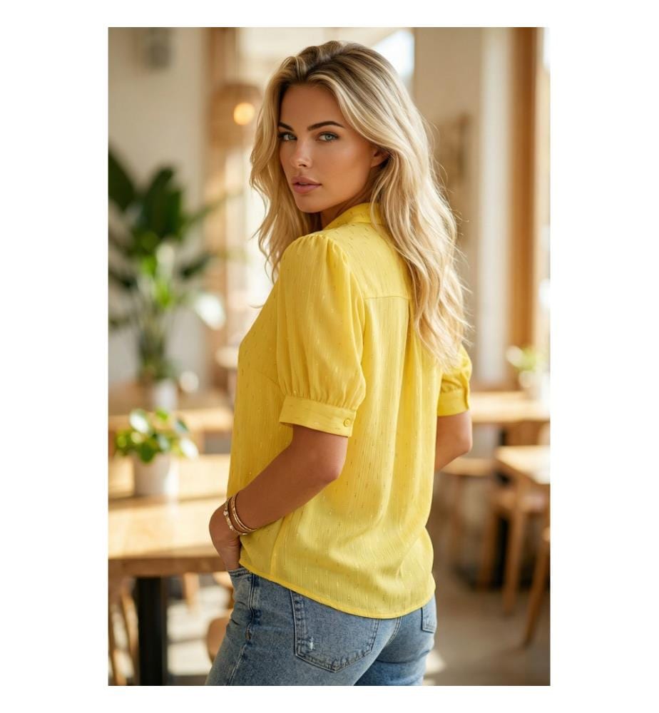 Camicia a maniche corte - Giallo