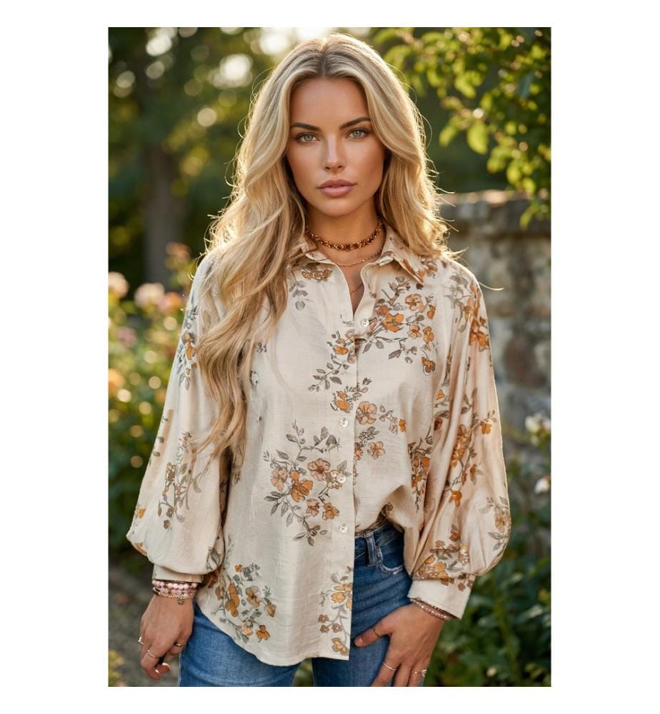 Camicia button down a maniche lunghe - arancione