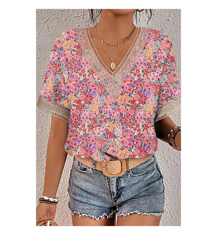 Bluse mit kurzen Ärmeln - Mehrfarbig