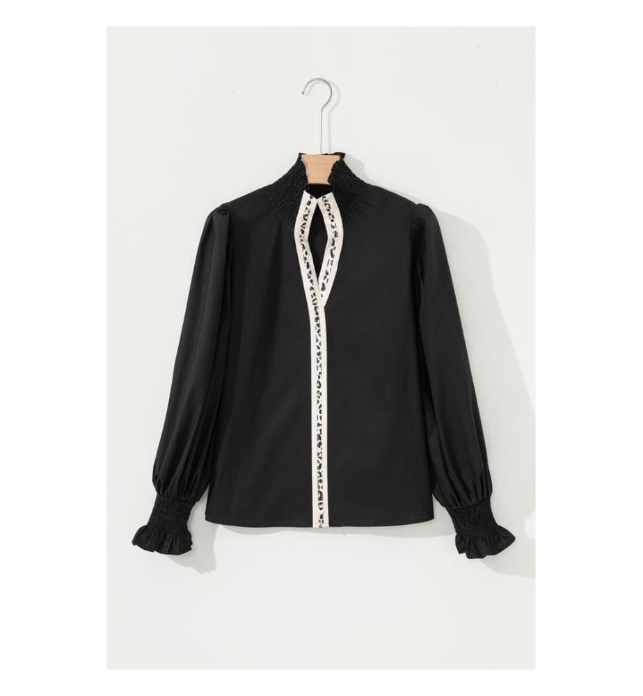 Schwarze Bluse Puffärmel - Schwarz